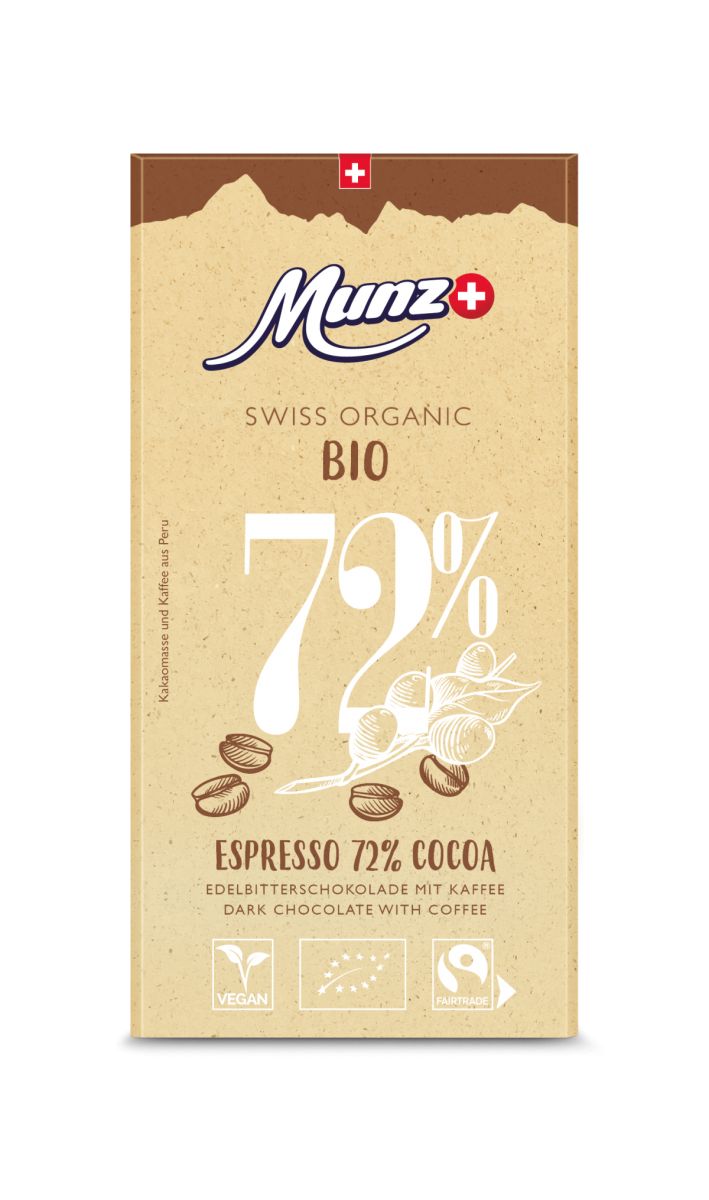 Munz Dunkle Schokolade Espresso 72%, 100 gr Stück