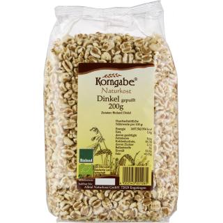 Korngabe Dinkel gepufft ungesüßt, 200 gr Packung