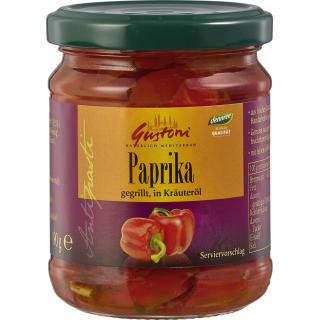 Gustoni gegrillte Paprika, in Kräuteröl, demeter,