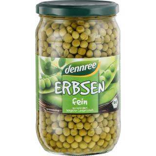 dennree Erbsen fein, 680 gr Glas (445 gr)
