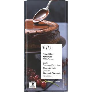Vivani Feine Bitter Kuvertüre, 200 gr Stück