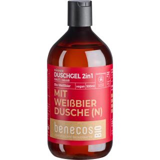 benecos Duschgel 2in1 BIO-Weißbier, 500 ml Flasche
