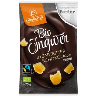 Landgarten Ingwer in Zartbitter-Schokolade, 70 gr