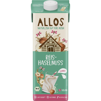 Allos Reis Haselnuss Drink ungesüßt, 1 ltr Packung