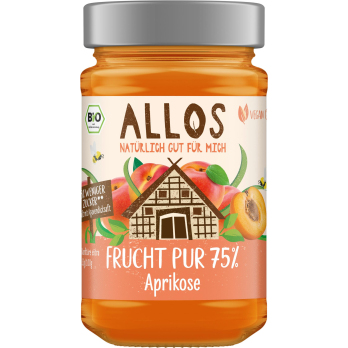 Allos Frucht Pur Aprikose, 250 gr Glas -75% Frucht