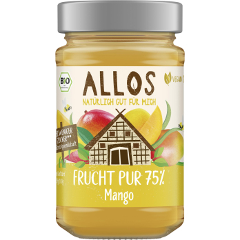 Allos Frucht Pur Mango, 250 gr Glas -75% Fruchtant