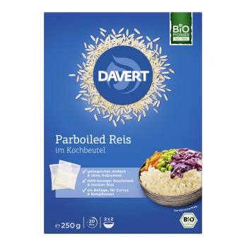 Davert Parboiled Reis im Kochbeutel, 250 gr Packun