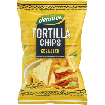 dennree Tortilla Chips gesalzen, 125 gr Packung