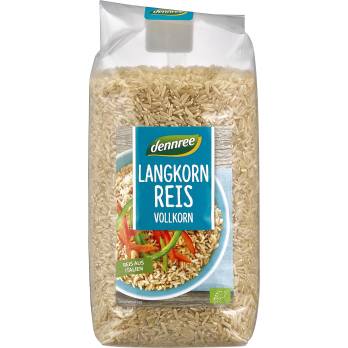 dennree Langkornreis Vollkorn, Pakistan, 1 kg Pack