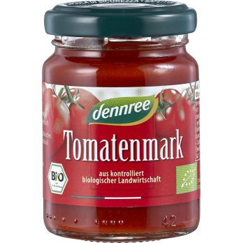 dennree Tomatenmark, 22% Trockenmasse, 100 gr Glas