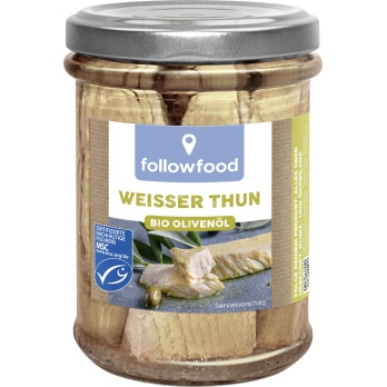 followfish Weißer Thunfisch in Bio-Olivenöl, 160 g